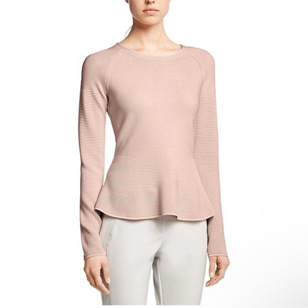 Hugo Boss Florana Small Pink Peplum Long Sleeve Sweater